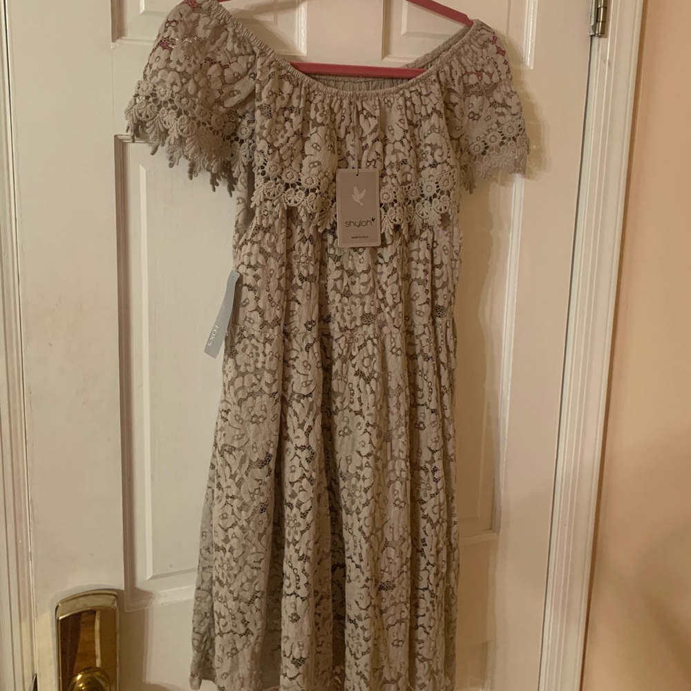 Off shoulder beige dress